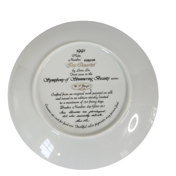 Vtg Lena Liu 1991 Iris Quartet Symphony of Shimmering Beauty Ltd Edition plate - Picture 9 of 10